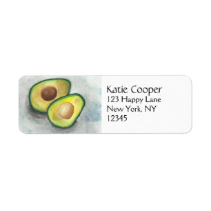 Avocado in Watercolor Return Address Label
