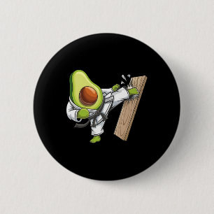Avocado Karate Master Breaking Wood Board 6 Cm Round Badge
