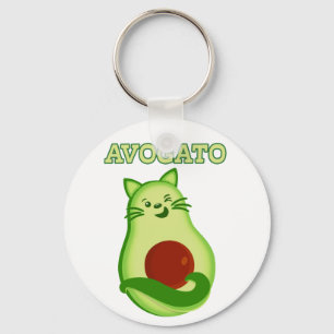 Avocado Keto Kitty Cat Winking At You Key Ring