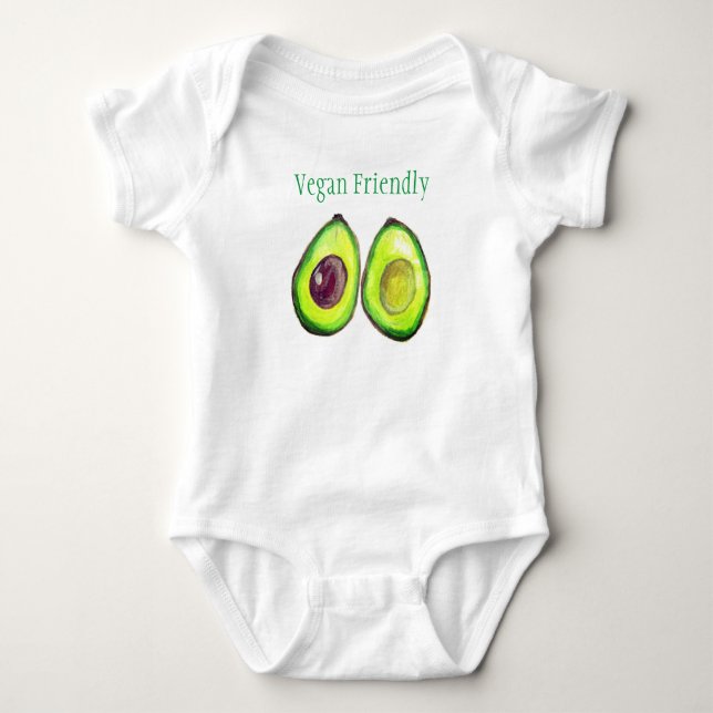 Avocado Kids Text Vegan Food Healthy Fruit  Baby Baby Bodysuit (Front)
