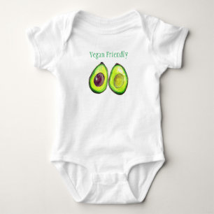 Avocado Kids Text Vegan Food Healthy Fruit  Baby Bodysuit
