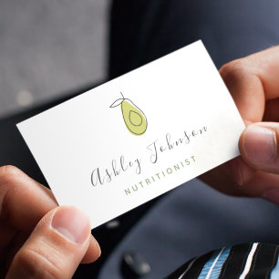 Avocado Line Art Food Nutritionist Dietician Clean Business Card