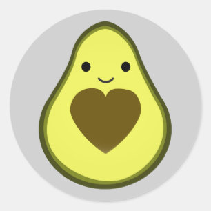 Avocado Love Cute Avocado with a heart Pit Classic Round Sticker