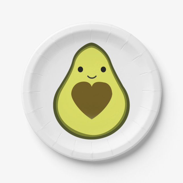 Avocado Love Cute Avocado with a heart Pit Paper Plate (Front)