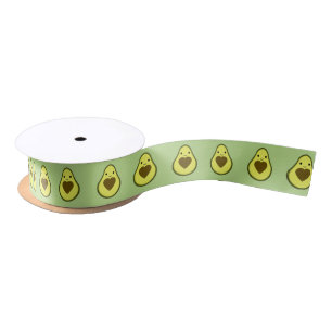 Avocado Love Cute Avocado with a heart Pit Satin Ribbon