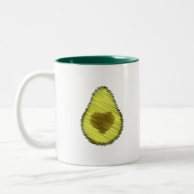 Avocado Love Scribble Two-Tone Coffee Mug (Left)