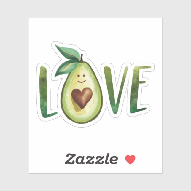 Avocado Love Watercolor Avaocado Heart Character (Sheet)