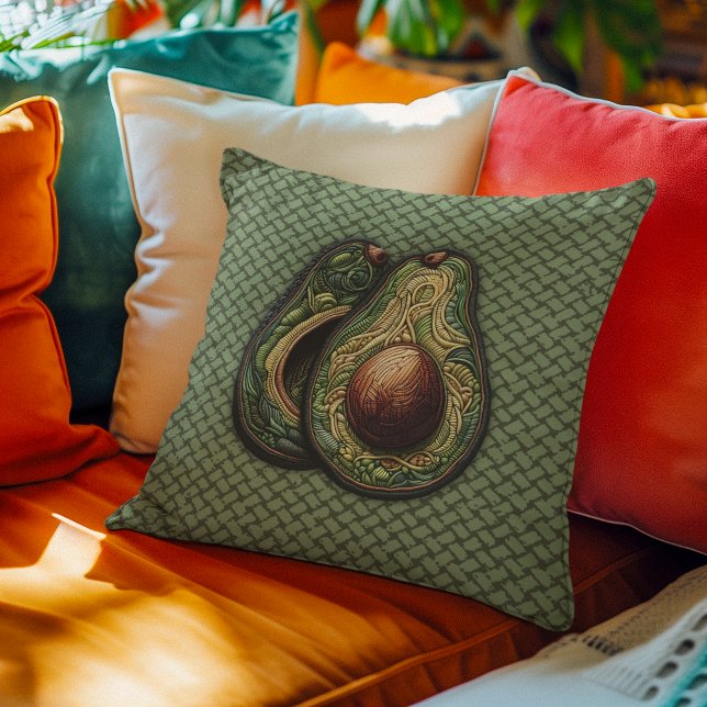 Avocado Lover Faux Embroidered Cushion (Creator Uploaded)