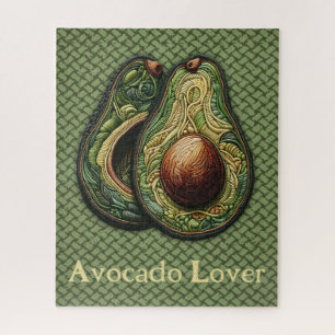 Avocado Lover Faux Embroidered Jigsaw Puzzle