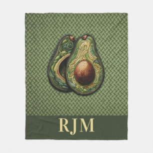 Avocado Lover Faux Embroidery Fleece Blanket