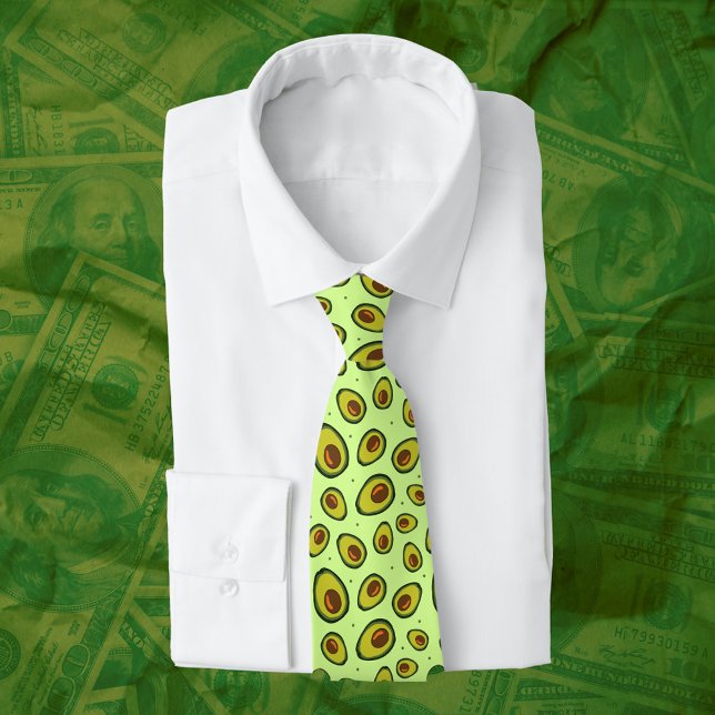 Avocado Lover Green Pears Patterned Vegan Tie (Creator Uploaded)