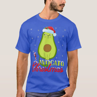 Avocado Lover Xmas Lights Santa Avocado Cat Christ T-Shirt