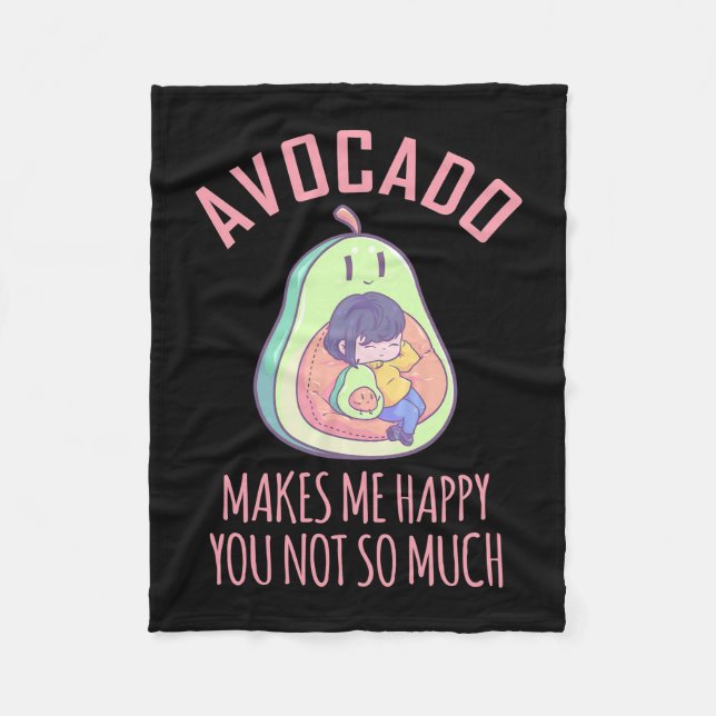 Avocado Makes Me Happy Fleece Blanket (Front)