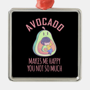 Avocado Makes Me Happy Metal Ornament