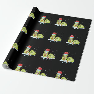 Avocado Merry Christmas Vegan Pajama Santa Hat Fun Wrapping Paper