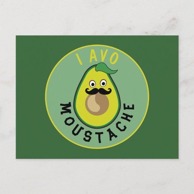 Avocado Moustache Funny Green Postcard (Front)