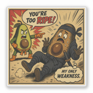 Avocado Ninja "Too Ripe" — Funny Retro Comic