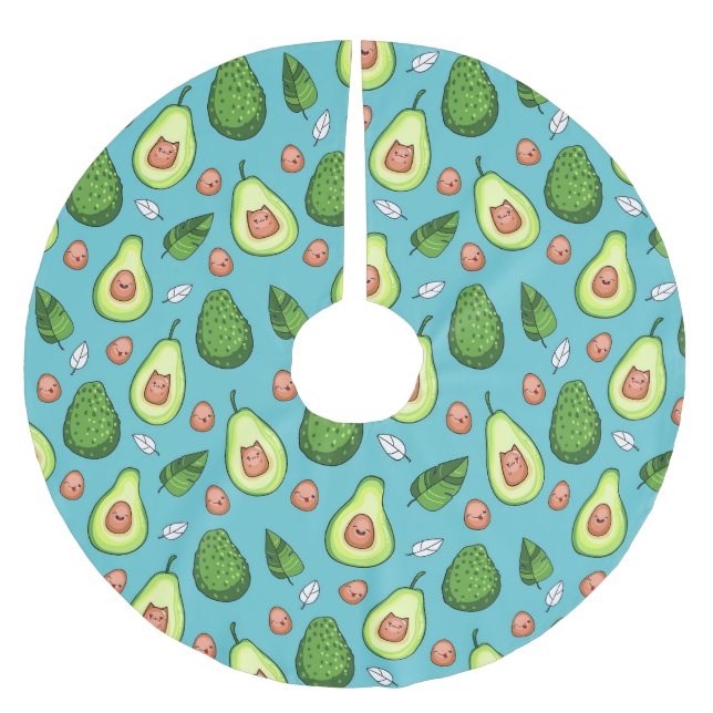 Avocado Pattern Brushed Polyester Tree Skirt (Front)