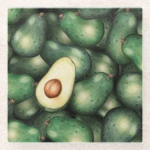 Avocado Pattern Glass Coaster