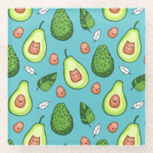 Avocado Pattern Glass Coaster