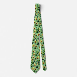 Avocado Pattern Green Yellow Colourful Tie