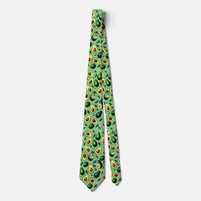 Avocado Pattern Green Yellow Colourful Tie (Front)