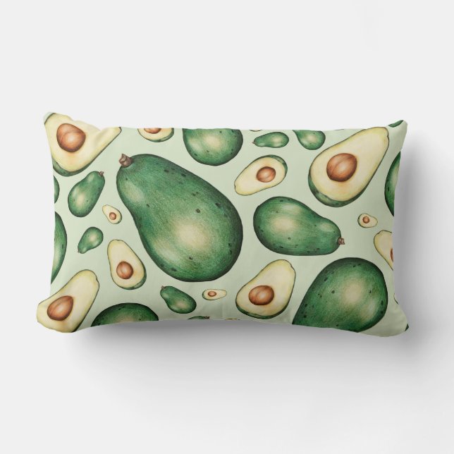 Avocado Pattern Lumbar Pillow (Front)
