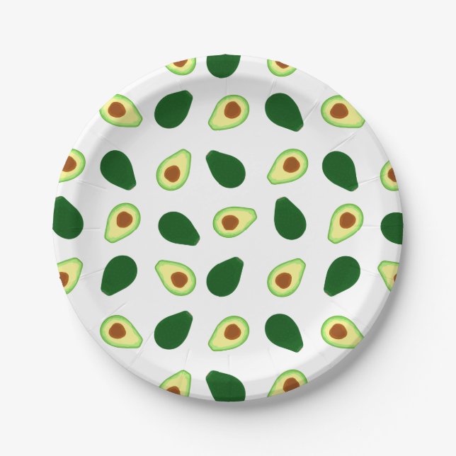 Avocado Pattern Print Paper Plates (Front)