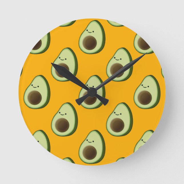 Avocado Pattern Round Clock (Front)