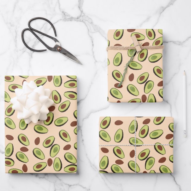 Avocado Pattern Wrapping Paper Sheet (Front)