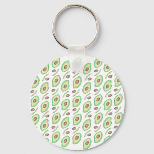 Avocado Pits Slices Fruit Hand Drawn Pattern   Key Ring