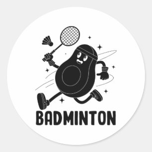 Avocado Playing Badminton Healthy Vegetarian Food Classic Round Sticker