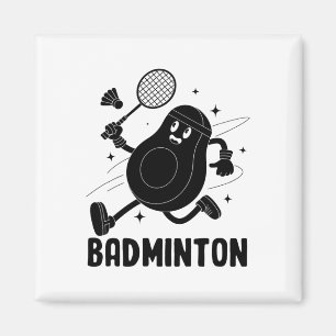Avocado Playing Badminton Healthy Vegetarian Food Magnet