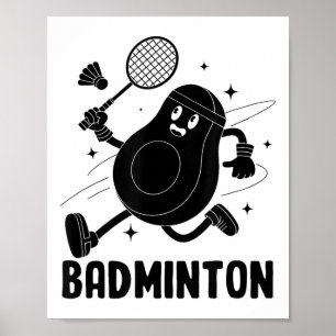 Avocado Playing Badminton Healthy Vegetarian Food  Poster