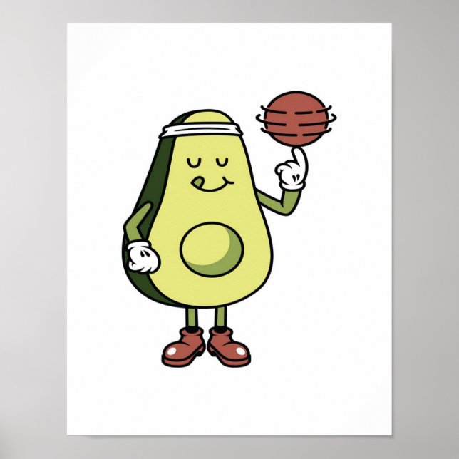 Avocado Playing Ball- Funny Avocado Lover Gift Poster (Front)