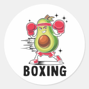 Avocado Playing Boxing Healthy Vegetarian Food Classic Round Sticker