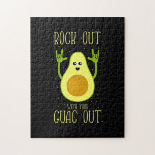Avocado Rock Out With Your Guac Out Jigsaw Puzzle