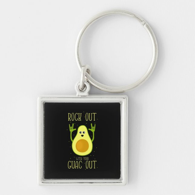 Avocado Rock Out With Your Guac Out Key Ring (Front)