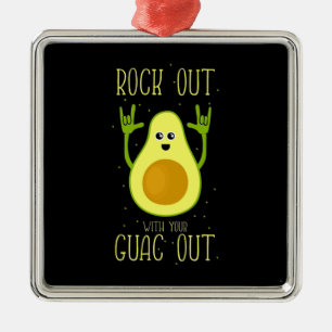 Avocado Rock Out With Your Guac Out Metal Ornament