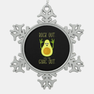 Avocado Rock Out With Your Guac Out Snowflake Pewter Christmas Ornament