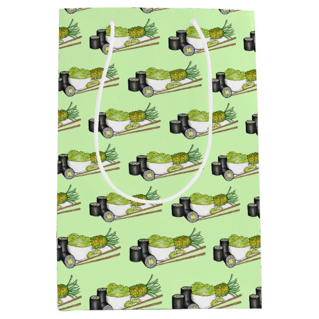 Avocado Rolls Wasabi Sushi Japanese Food Dinner Medium Gift Bag (Front)