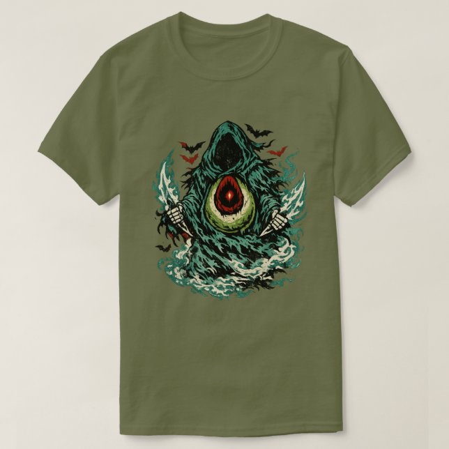 Avocado Shadow Phantom Halloween — Dark Art Retro  T-Shirt (Design Front)