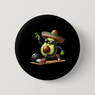 Avocado Showing Bowling Skills Cinco De Mayo Funny 6 Cm Round Badge
