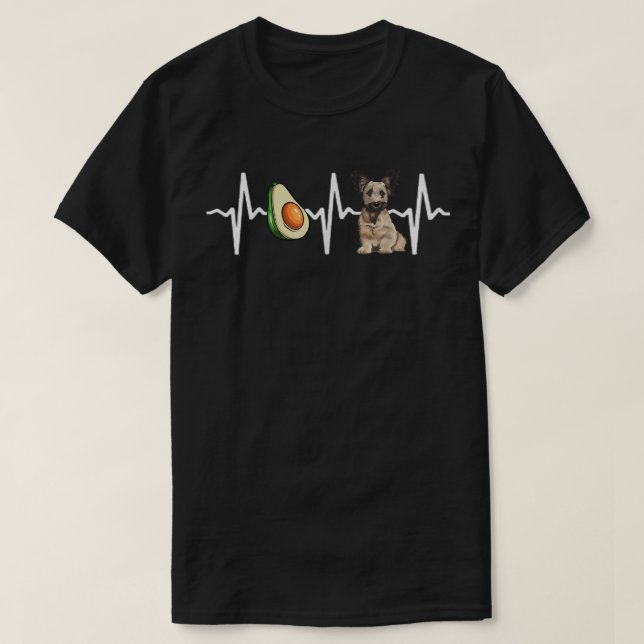 Avocado Skye Terrier Heartbeat Dog Lover  T-Shirt (Design Front)
