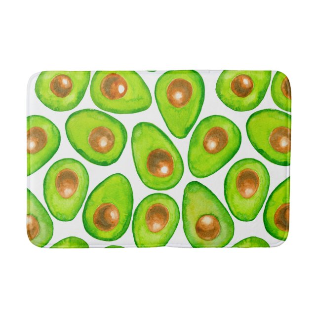 Avocado slices watercolor bath mat (Front)