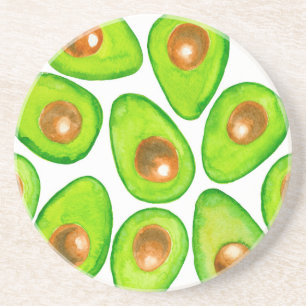 Avocado slices watercolor coaster
