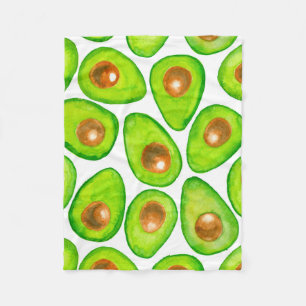 Avocado slices watercolor fleece blanket