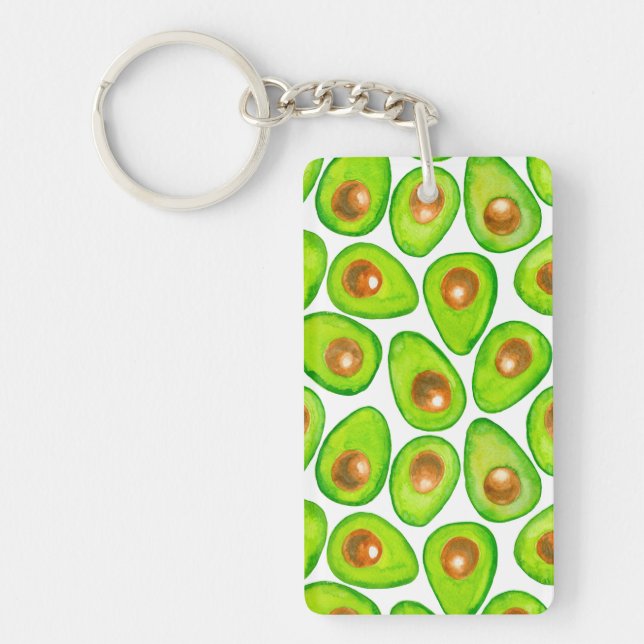 Avocado slices watercolor key ring (Front)