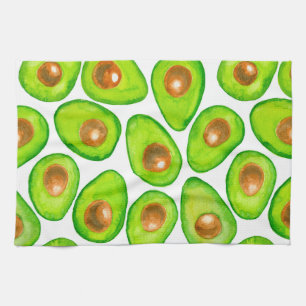 Avocado slices watercolor tea towel