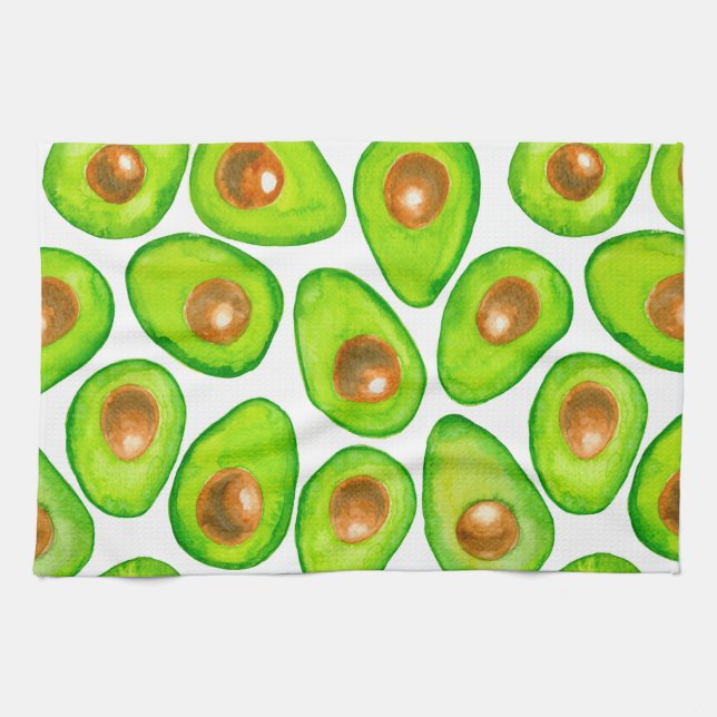 Avocado slices watercolor tea towel (Horizontal)